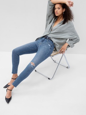 Gap Kadın Mavi High Rise Universal Jegging Washwell™ Jean Pantolon