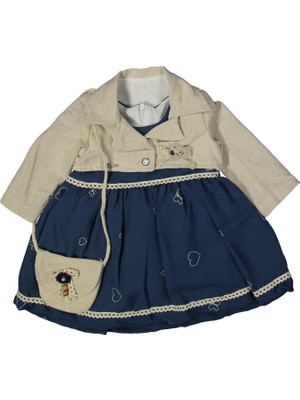 Kız 6/24 Ay Bolerolu Çizgili Elbise