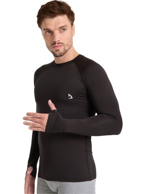 Domin Spor Erkek Siyah Parmak Detaylı Compression Spor Body T-shirt: Hareket Özgürlüğü ve Şıklık Bir Arada