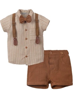 Erkek 6/18 Ay Tandil Çizgili Gömlekli Takım