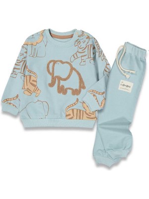 Erkek 6/24 Ay Fil Süzene Nakışlı Bebek Takım