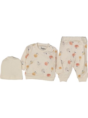 Unısex 6/18 Ay Balkabağı Baskılı Omuzdan Patlı Ikili Takım