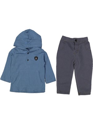 Erkek 6/18 Ay Kapşonlu Armalı Organik 2li Tkm