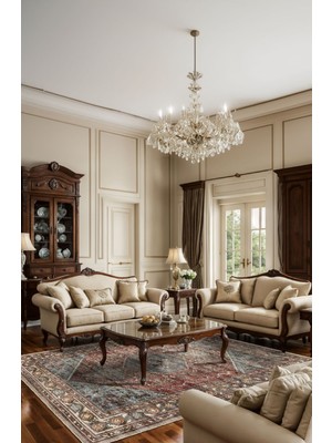 BigArts Home Soft Pastel Desenli Salon Halısı, Modern Tema ile Antibakteriyel Yıkanabilir Şönil Halı