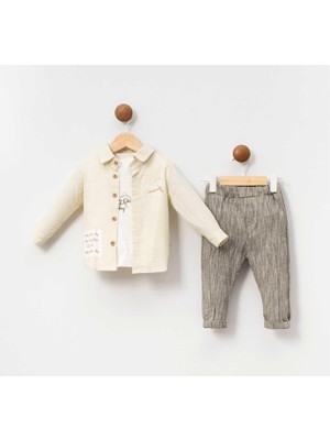 Erkek 6/36 Ay Fılam Keten Güneş Baskılı 3 Lü Takım