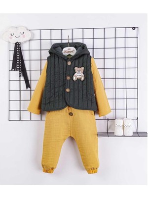 Unısex 6/18 Ay 3ip Ayılı Yelekli 3 Lü Takım