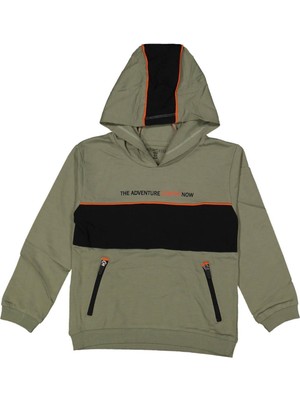 Erkek 6/9 Yaş The Adventure Baskılı Fermuar Cepli Kapşonlu Sweat