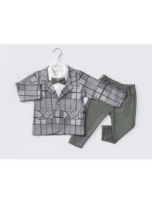 Erkek 9/18 Ay Ekose Ceket 3'lü Takım