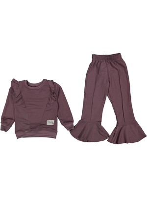 Kız 4/11 Yaş Çiçekli Etiketli Fırfırlı Takım