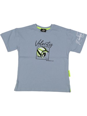 Erkek 5/8 Yaş Velocity Motorcu Kaskı Baskılı Tişört