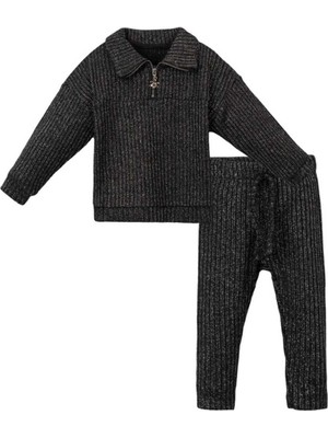 Kız 2/6 Yaş Eycan Yarım Fermuar Simli 2li Takım