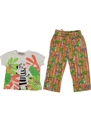 Kız 2/5 Yaş Zebra  Baskılı 2li Takım