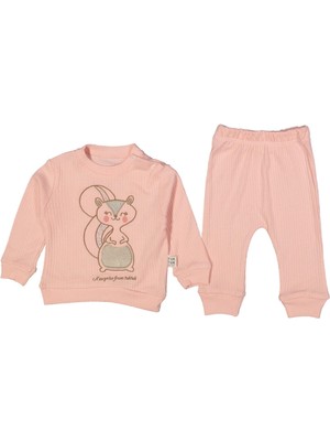 Kız 6/18 Ay Sincaplı Nakışlı 2li Takım