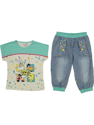 Kız 6/9 Yaş Karakter Baskılı Kapri Takım
