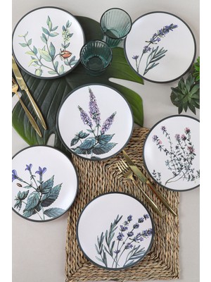 Keramika Çiçek Bahçesi Pasta Tabağı 20 Cm 6 Adet - 18938-39-40-41-42-43