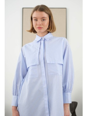 HE-QA Rüzgarlıklı Cep Detaylı Gömlek Mavi