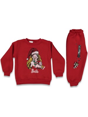 Kız 1/4 Yaş 3ip Noel Barbi Baskılı Takım