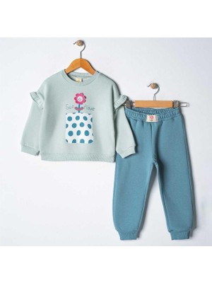 Kız 3/6 Yaş 3ip Örgü Çiçekli Ikili Takım
