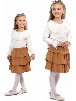 Kız 3/6 Yaş Katkat Kadife Etekli Ikili Takım