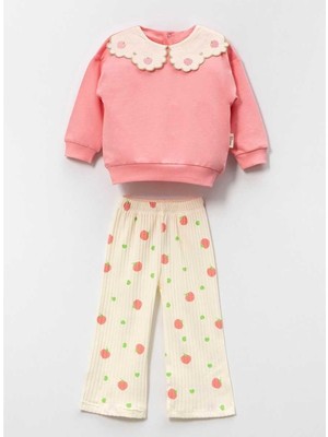 Kız 6/24 Ay Çilek Yakalı ve Çilek Baskılı 2li Takım