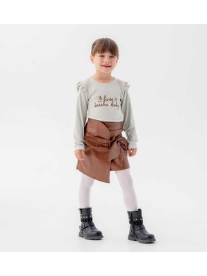 Kız 6/9 Yaş Deri Etekli Penye Takım