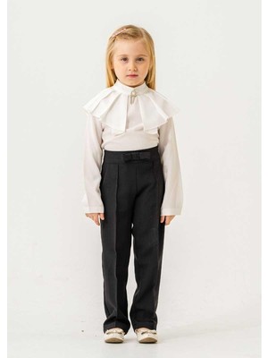 Kız 6/9 Yaş Pantolonlu  Broşlu Gömlekli Takım