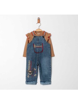 Kız 9/24 Ay Ayı Nakışlı Fırfılrı Badili Kot Slopet