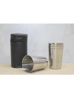 No8 Home Deri Kılıflı 4'lü Shot Bardak ALK3926