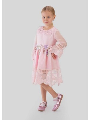Kız 4/8 Yaş Güllü Yakalı Elbise