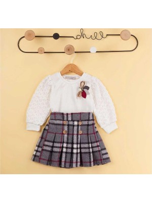 Kız 2/5 Yaş Ekoseli Etekli Takım