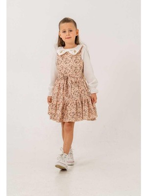 Kız 6/9 Yaş Gömlekli Çiçekli Elbise