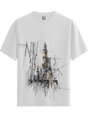 Color Luxe Gothic Ruins - Pamuklu Kadın Beyaz Tişört - Premium Quality