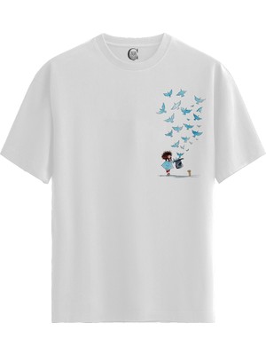 Color Luxe Magic Flight - Pamuklu Kadın Beyaz Tişört - Premium Quality