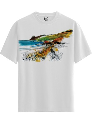 Color Luxe Coastal Vibes - Pamuklu Erkek Beyaz Tişört - Premium Quality