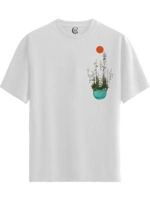 Color Luxe Surreal Forest - Pamuklu Kadın Beyaz Tişört - Premium Quality
