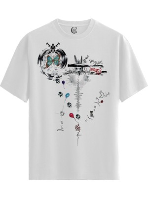 Color Luxe Mystery Art - Pamuklu Kadın Beyaz Tişört - Premium Quality