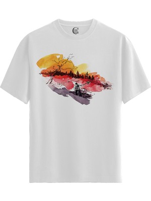 Color Luxe Sunset Dig - Pamuklu Kadın Beyaz Tişört - Premium Quality