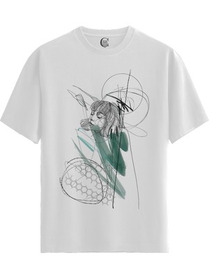 Color Luxe Abstract Girl - Pamuklu Kadın Beyaz Tişört - Premium Quality