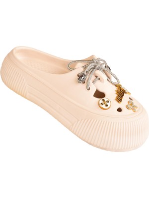 ModaOnn Bağcıklı Taşlı Eva Babet Ayakkabı