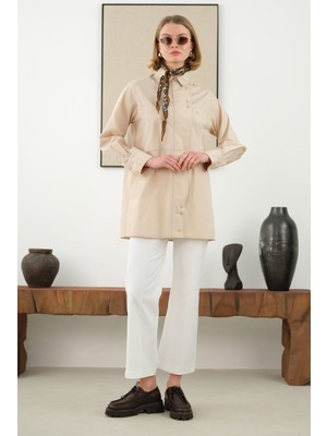 HE-QA Asimetrik Patlı Gömlek Sedef