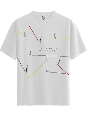Color Luxe Miracle Meeting - Pamuklu Erkek Beyaz Tişört - Premium Quality