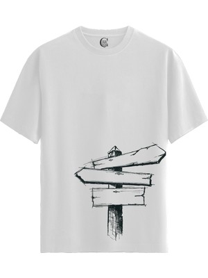 Color Luxe Blank Signpost - Pamuklu Erkek Beyaz Tişört - Premium Quality