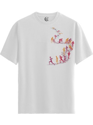 Color Luxe Endless Motion - Pamuklu Erkek Beyaz Tişört - Premium Quality