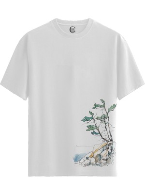 Color Luxe Rock Growth - Pamuklu Erkek Beyaz Tişört - Premium Quality
