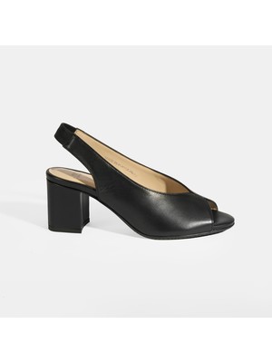 Aero Comfort Valtor Siyah Kadın Lastik Bantlı Slingback Topuklu Günlük Ayakkabı
