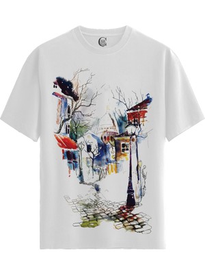 Color Luxe Parisian Nightscape - Pamuklu Erkek Beyaz Tişört - Premium Quality