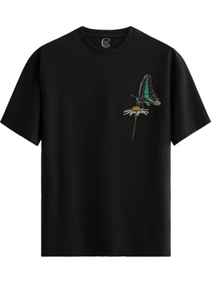 Color Luxe Ink Butterfly Pamuklu Erkek Siyah Tişört - Premium Quality