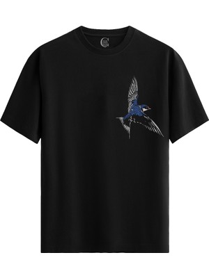 Color Luxe Swift Flight Pamuklu Kadın Siyah Tişört - Premium Quality