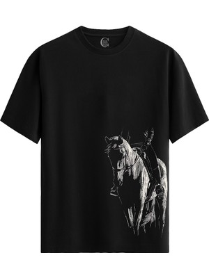 Color Luxe New Horizon - Pamuklu Erkek Siyah Tişört - Premium Quality