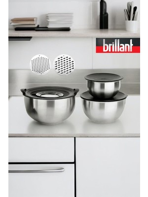 Paslanmaz 3'lü Rendeli Karıştırma Kabı 9 Parça Saklama Karıştırma Kabı